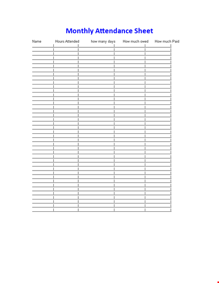 monthly attendance sign in sheet template template