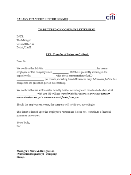 salary transfer request letter to hr template