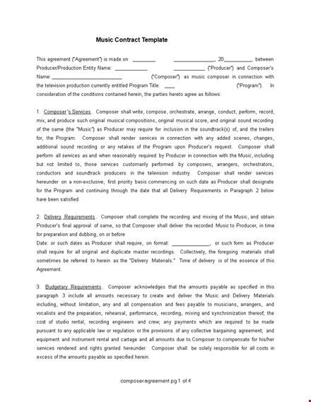 music business contract template template