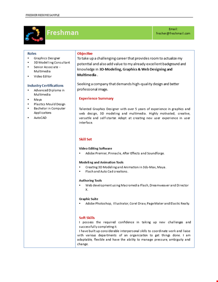 fresher resume example pdf template