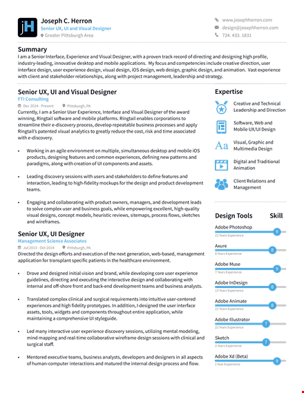 visual ux designer resume template