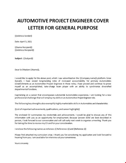 project engineer cover letter  template