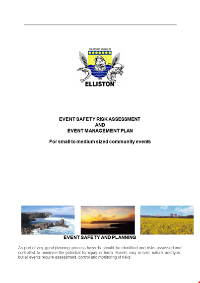 event risk management plan example template