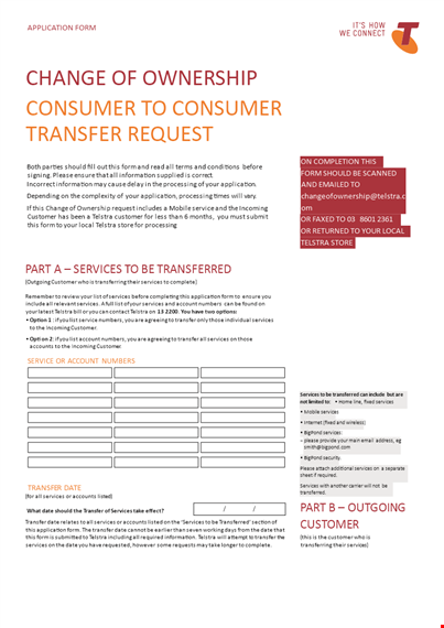 ownership transfer request letter template template