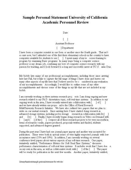 computer science graduate school personal statement example template