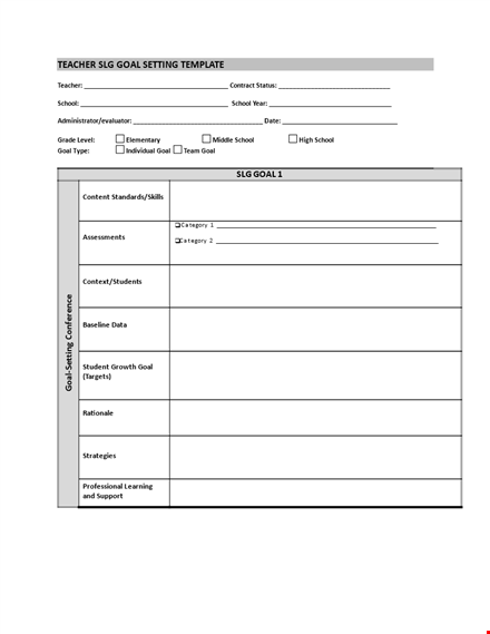 effective goal setting template for teachers and professionals template