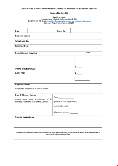 order confirmation template