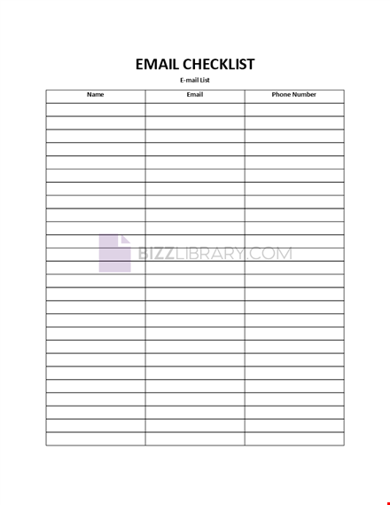 email checklist template template