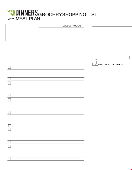 printable grocery list template - organize shopping template