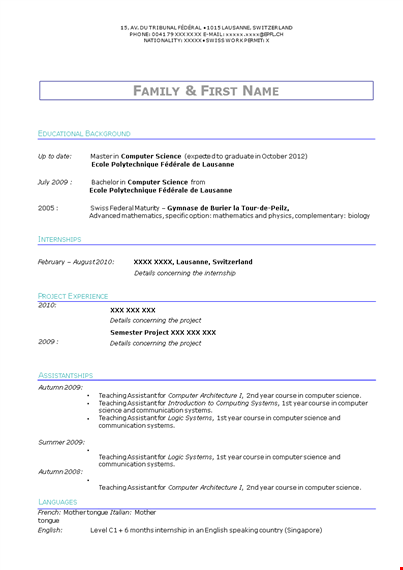 example of internship form template template
