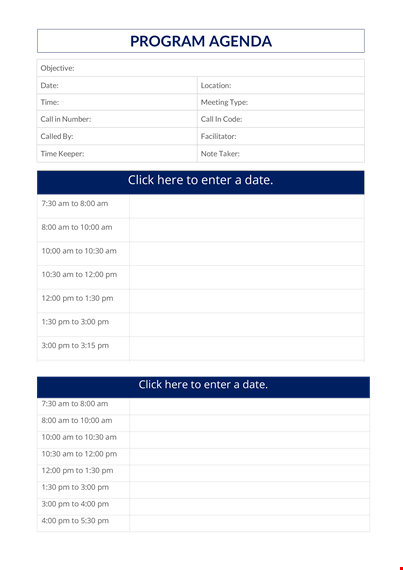 program agenda template - create a structured and organized event schedule template