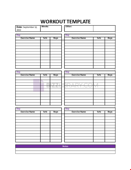 workout template  template