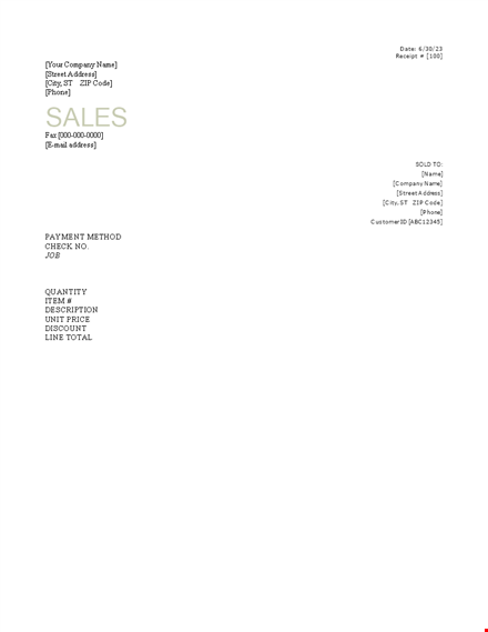 sales receipt template word template