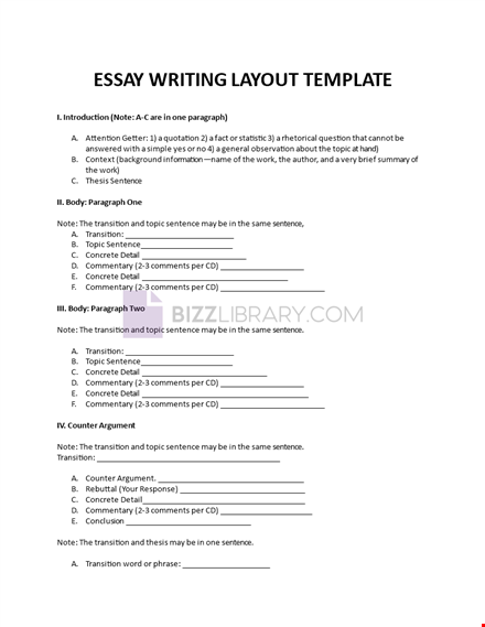 essay writing layout template template
