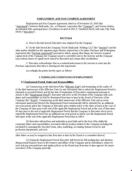 executive non compete agreement template for company agreements template