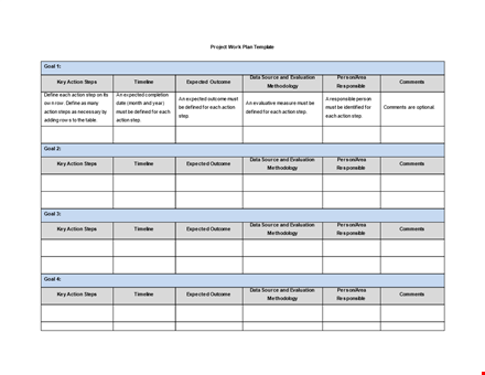 project work plan free word template download template