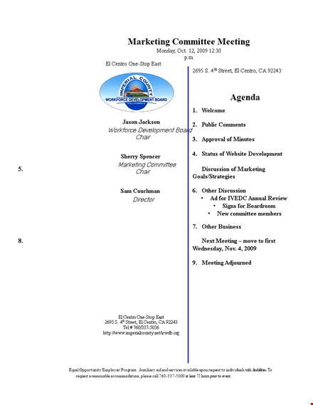 committee meeting agenda sample | meeting website | county template