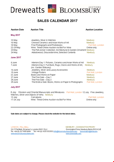 sales calendar template