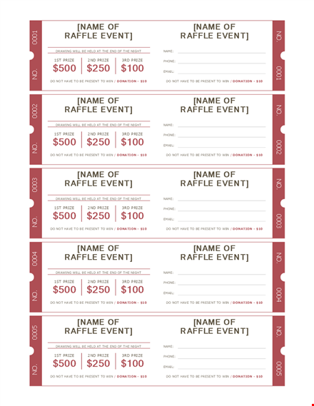 custom raffle ticket templates for your event - get a chance to win exciting prizes template