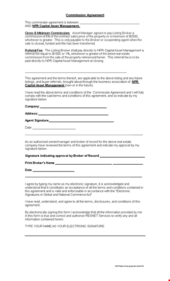 commission agreement template for broker: clear terms and fair commission template