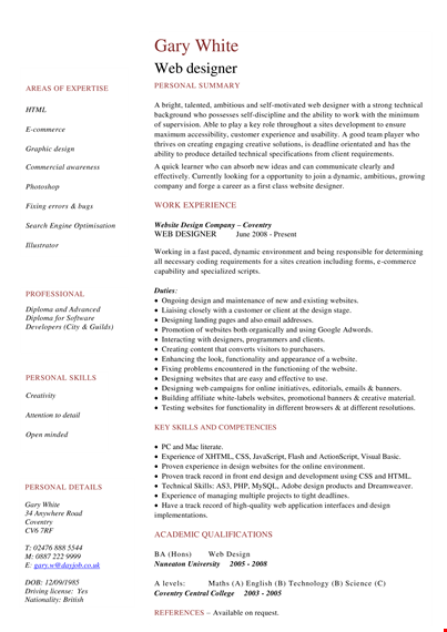 web designer resume template template