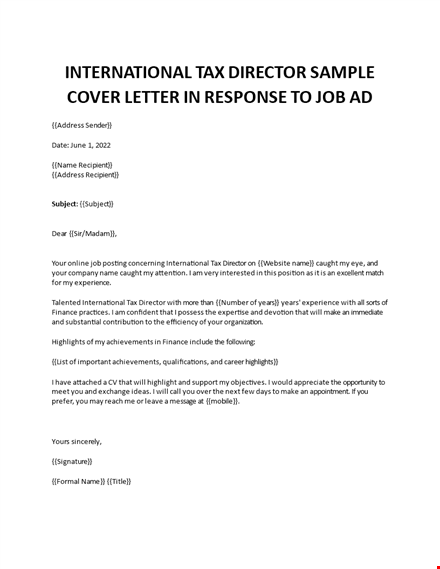 international tax cover letter template