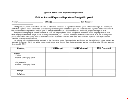annual expense report template | track expenses, office budget, and editor costs template