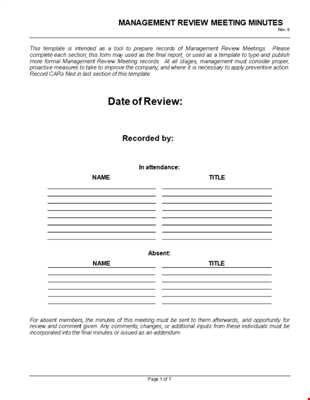 corporate minutes - effective meeting management and quality review template