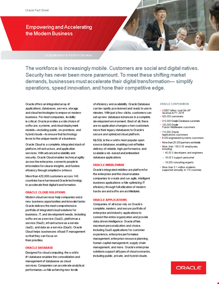 create compelling fact sheets for oracle customers | cloud companies template