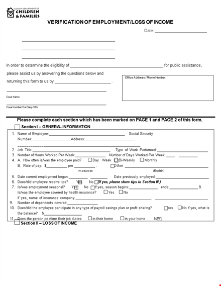 request an income verification letter - verify your employee income, access by number and section template