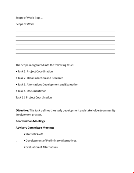 scope of work template: a comprehensive guide to scope development and alternatives template