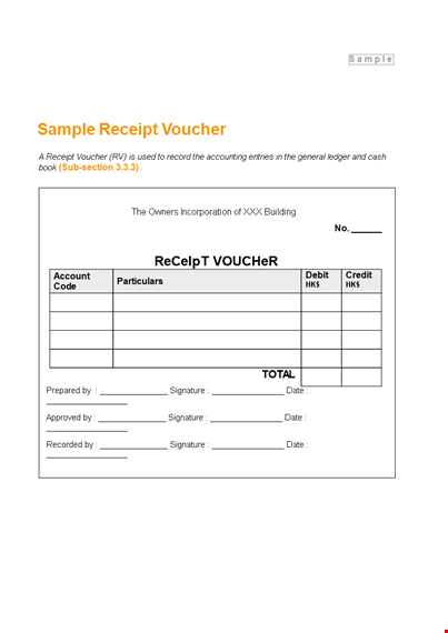 receipt voucher format template template