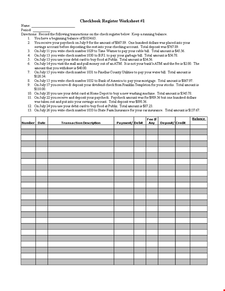 track your finances with our checkbook register - easy to use template