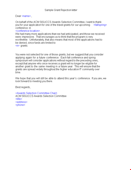 grant rejection letter template