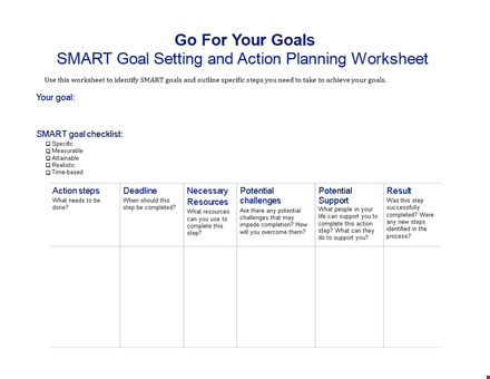 smart goal setting template: take action towards your potential template