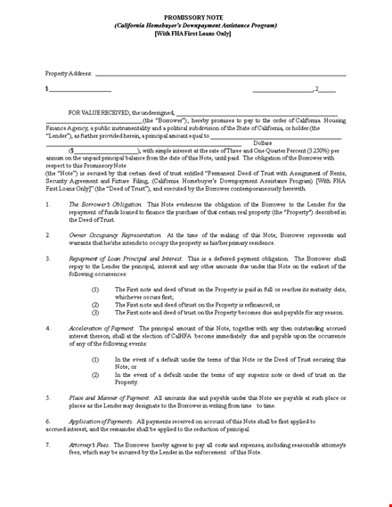 free promissory note template - secure repayment from borrower | trust template