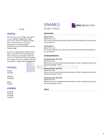 curriculum vitae profile template