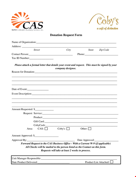 easy donation form - request, register, or buy approved products template