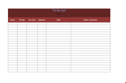 to do list sample spreadsheet template