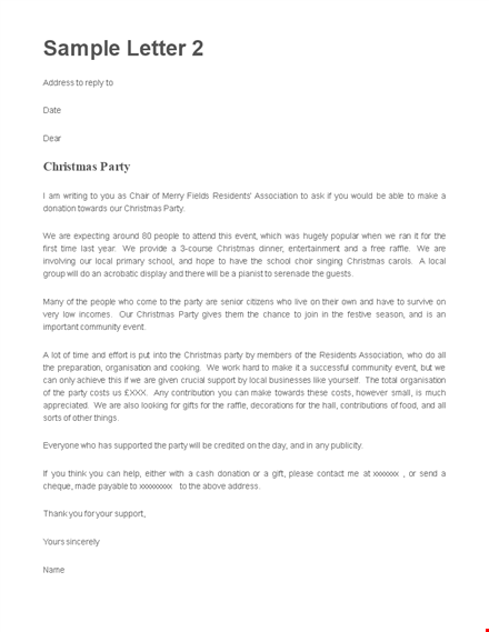 spread holiday cheer: send a donation request letter for your local christmas party event template