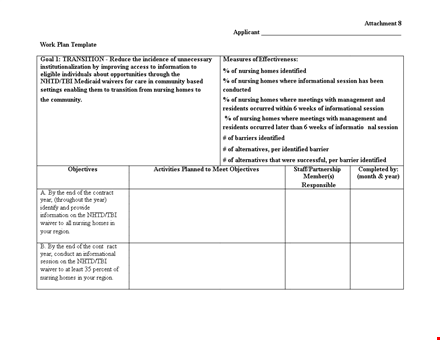 work plan template - create an effective work plan with identified waivers template
