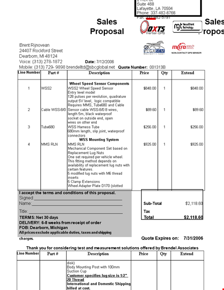 sales proposal template free download template