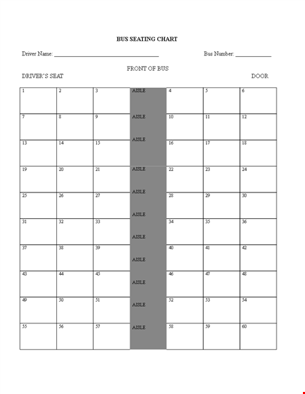 free seating chart template - easy driver and aisle navigation template