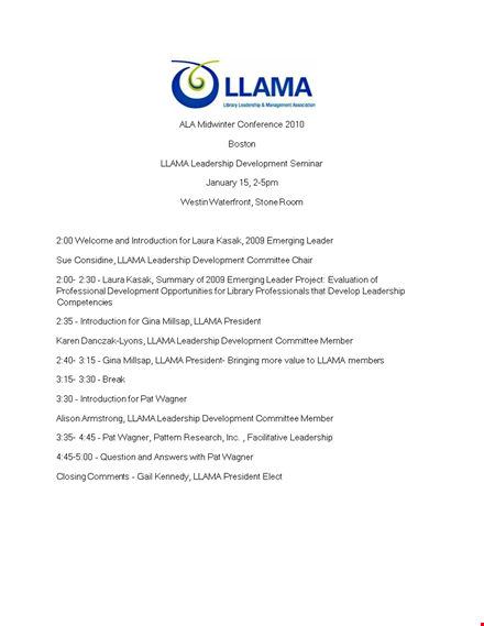 introduction to leadership development committee seminar agenda template