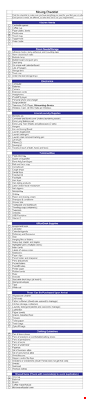ultimate moving checklist - organize paper, storage, laundry, and all your moving needs template