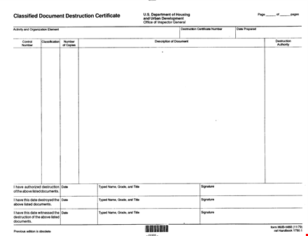 certificate of document destruction template template