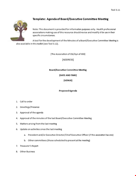 executive committee agenda - effective meeting planning for executive committee and board template