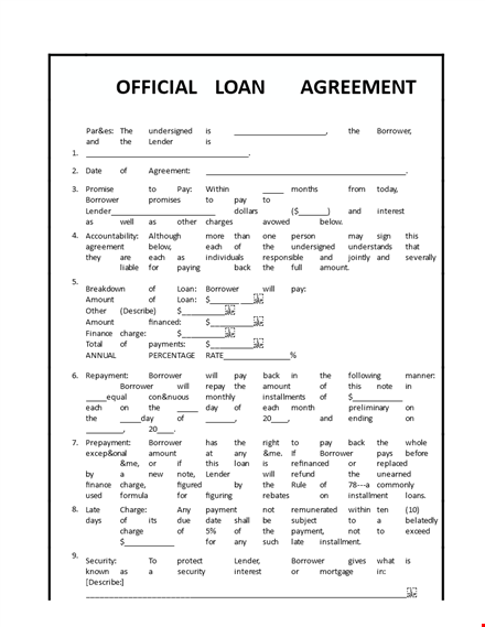customizable loan agreement template - protect your loan amount template
