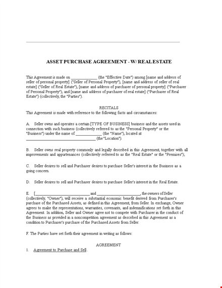 purchase agreement template - easy closing process for purchaser and seller template