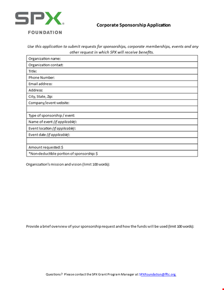 corporate sponsorship application template template